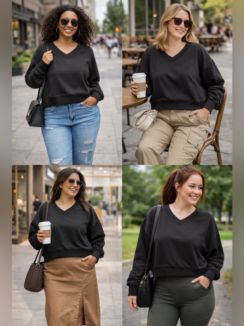 Black V-Neck Sweatshirt
